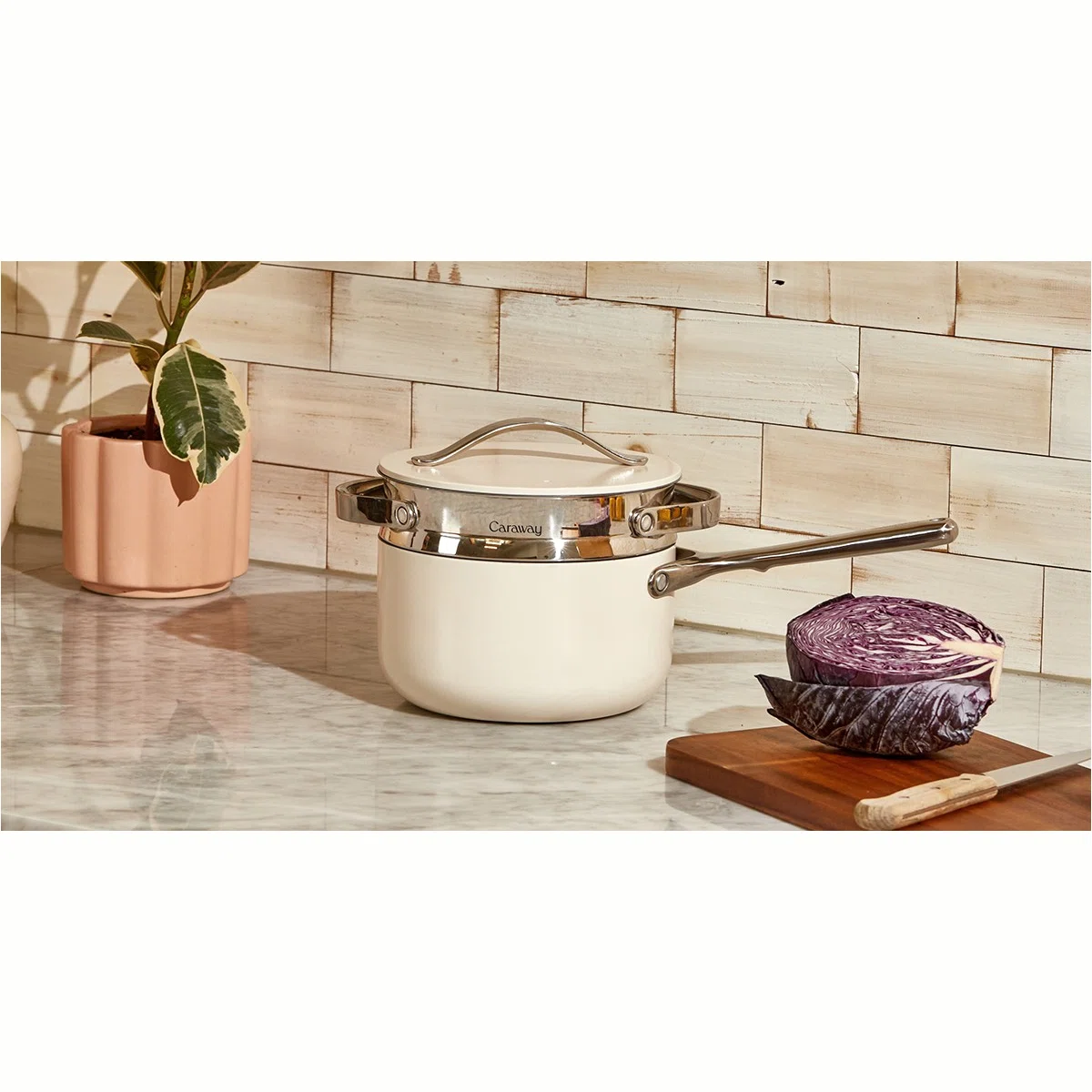 caraway-steamer-duo-non-toxic-ceramic-coated-stainless-steel-steamer-basket-pot- image 1