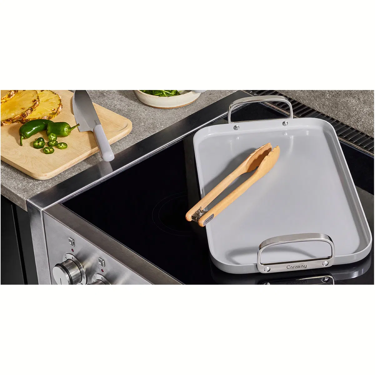 Caraway Non-Toxic Ceramic Double Burner Griddle – 19x12 Inch Nonstick Griddle for Two Burners