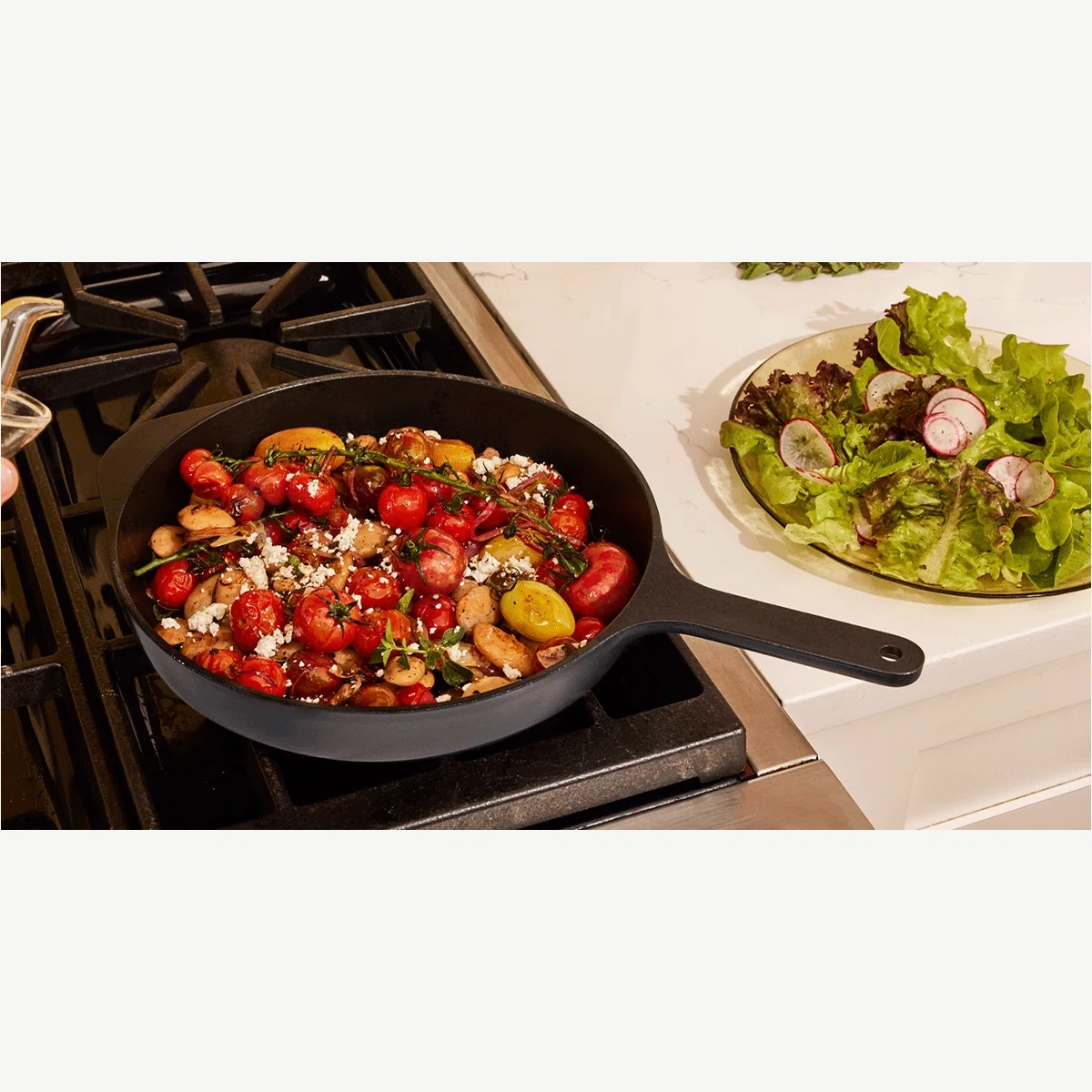 Caraway 10.5" Enameled Cast Iron Skillet - Non-Toxic, No Seasoning Required, Lifetime Warranty