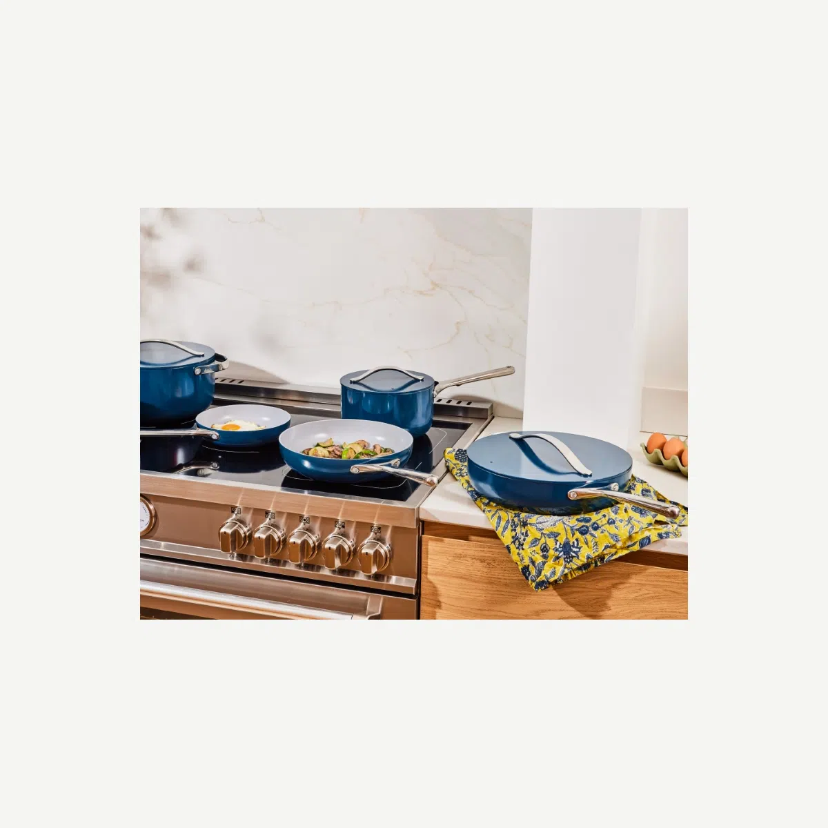 Caraway Non-Toxic Ceramic Fry Pan Trio - 8" Mini, 10.5" Fry & 4.5qt Sauté - PTFE-Free, Oven Safe 550°F