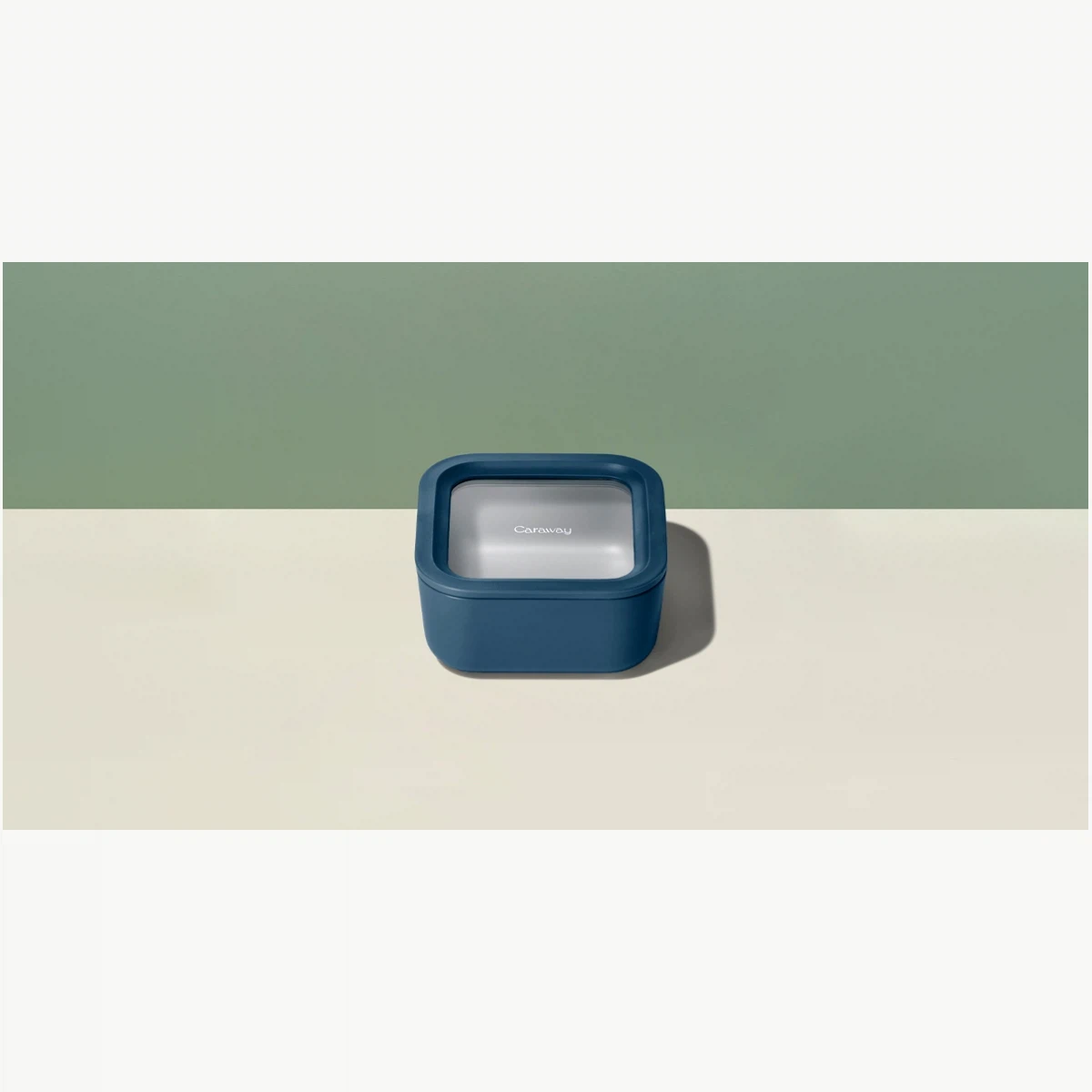 Caraway Small Food Storage Container - Non-Stick Ceramic-Coated Glass, BPA-Free, 4.4 Cup, Travel-Ready Straps,