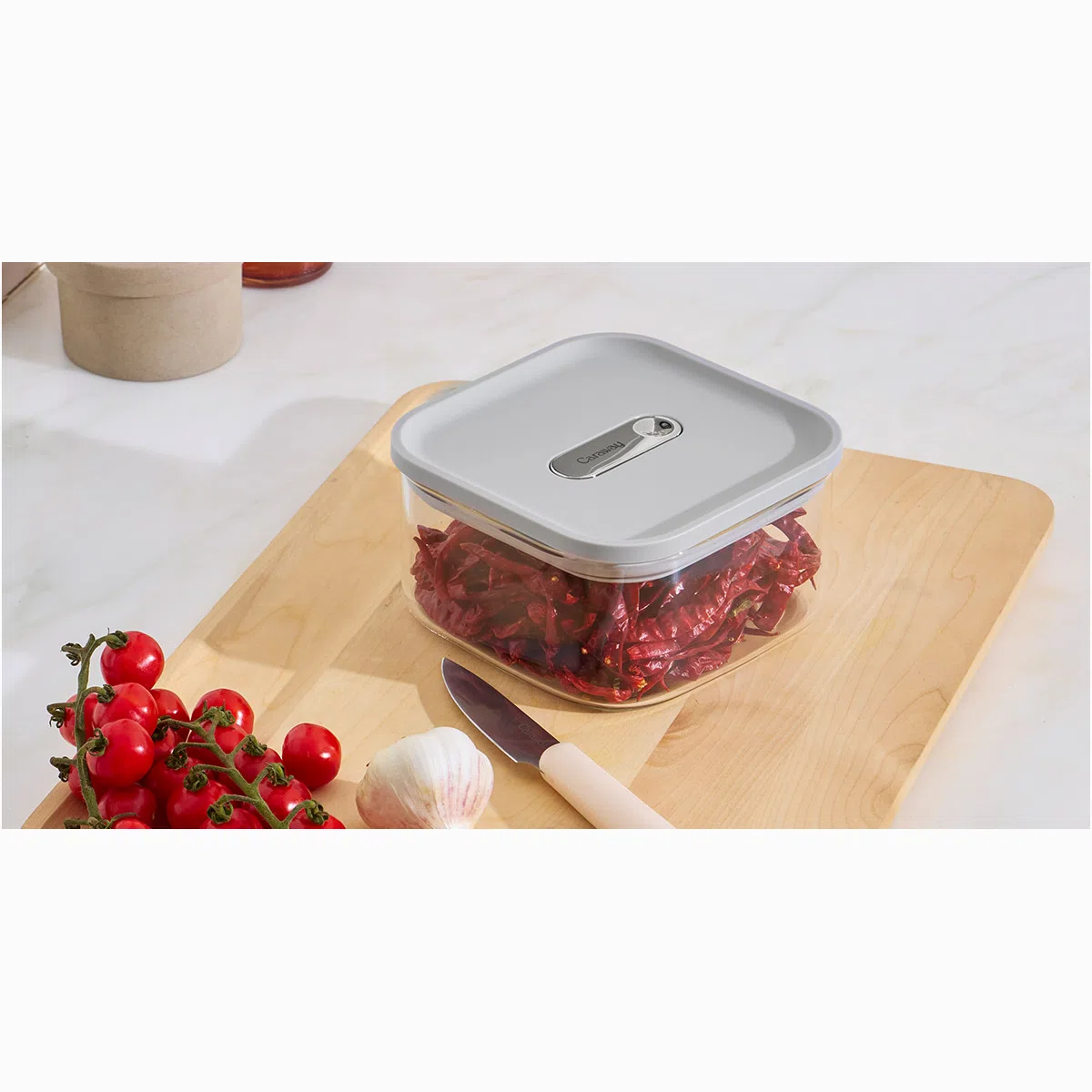 Caraway 1 qt Small Glass Airtight Container – BPA-Free, True Airtight Seal, Dry Food Storage