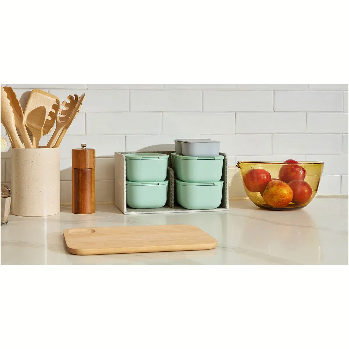 Caraway Mini Food Storage Set - Glass Containers with Lids, Non-Toxic Ceramic Coated, Oven & Freezer Safe, Meal
