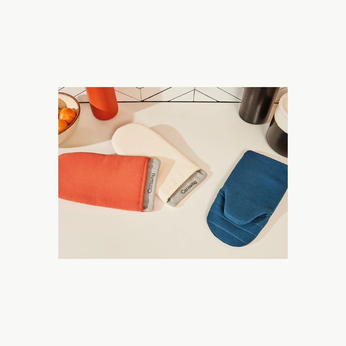 Caraway Organic Cotton Oven Mitts – Set of 2 Heat-Resistant Oven Gloves, Double-Layer Stitching