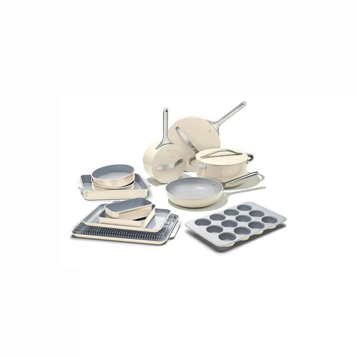 Caraway Complete Kitchen Set - 23-Piece Cookware & Bakeware Bundle, Non-Toxic Ceramic, Oven Safe to 550°F,