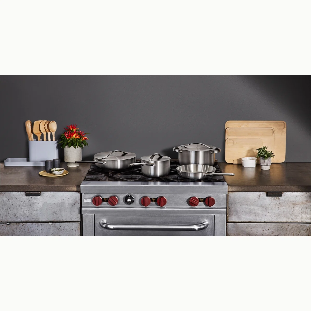 caraway-12-piece-stainless-steel-cookware-set-non-toxic-5-ply-pots-and-pans-set image 1