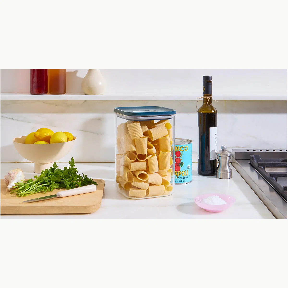 Caraway 4 qt Large Glass Airtight Container - BPA-Free Dry Food Storage with True Airtight Seal, Modular Design