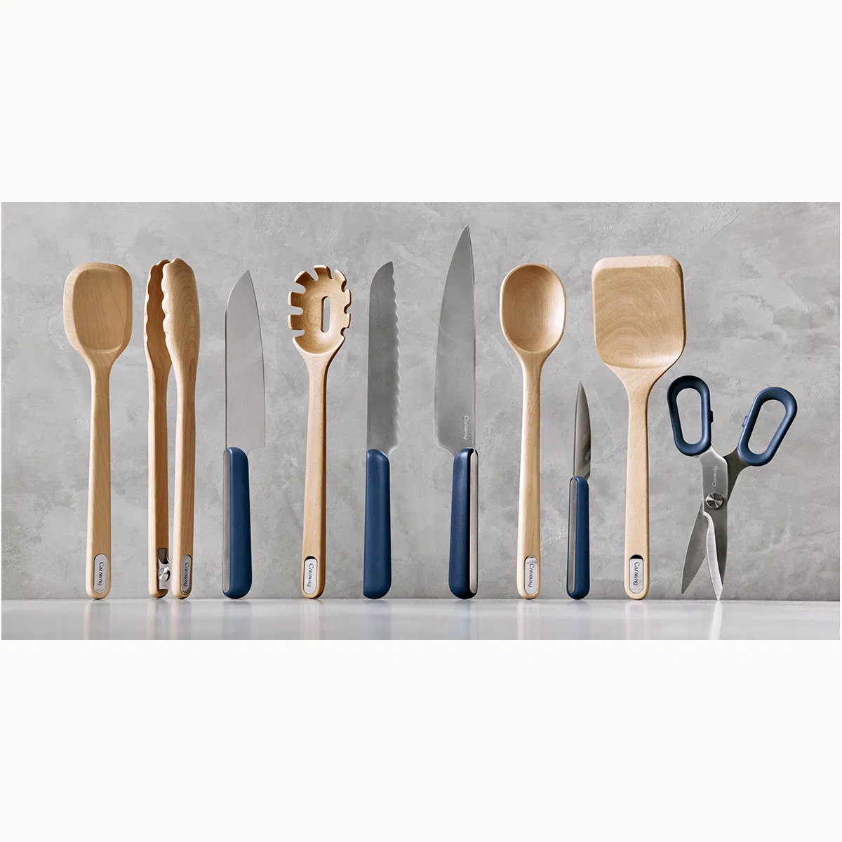 Caraway Knife & Utensil Set - Non-Toxic German Steel Knife Block with FSC-Certified Birch Wood Organizer