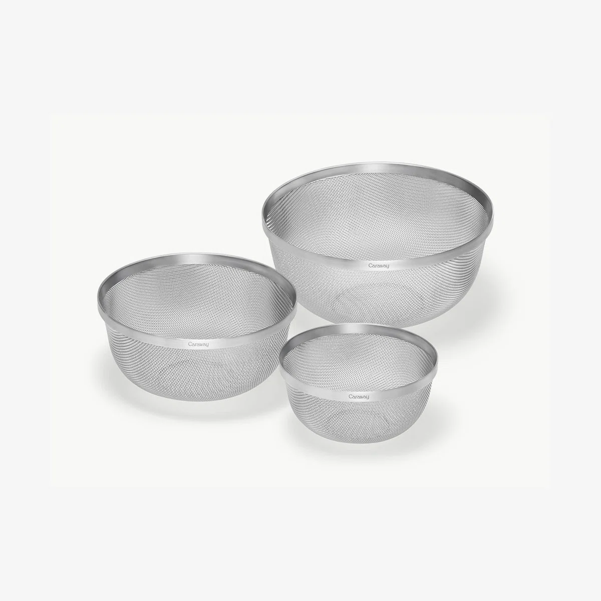 caraway-stainless-steel-3-piece-strainer-set-non-toxic-stackable-fast-drainage-f image 1