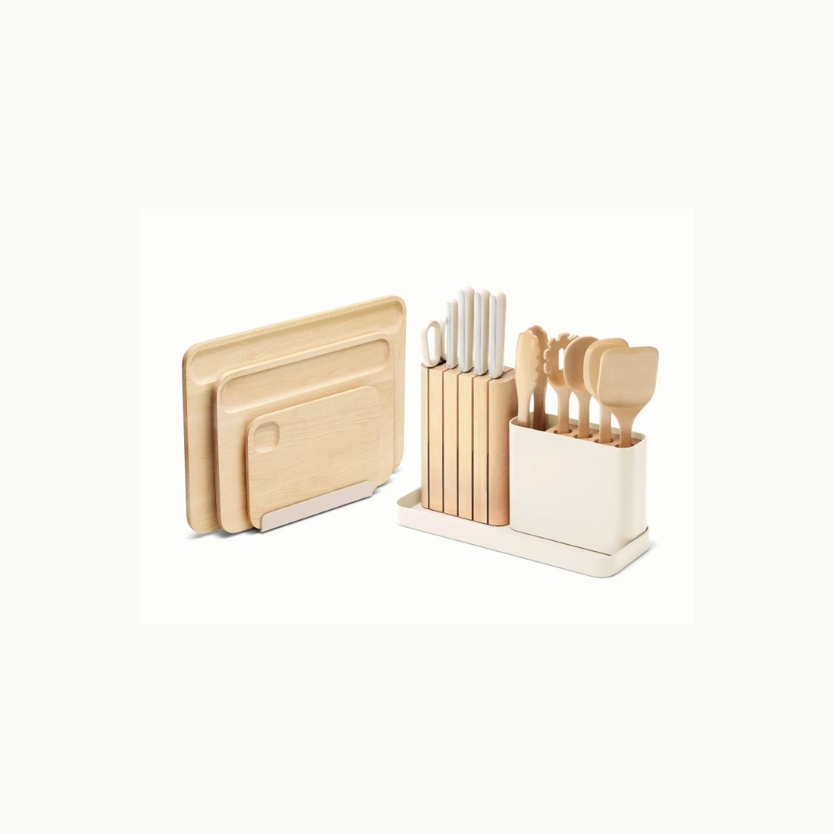 caraway-prep-boards-set-18pc-fsc-birch-wood-german-stainless-steel-knife-set-wit image 1
