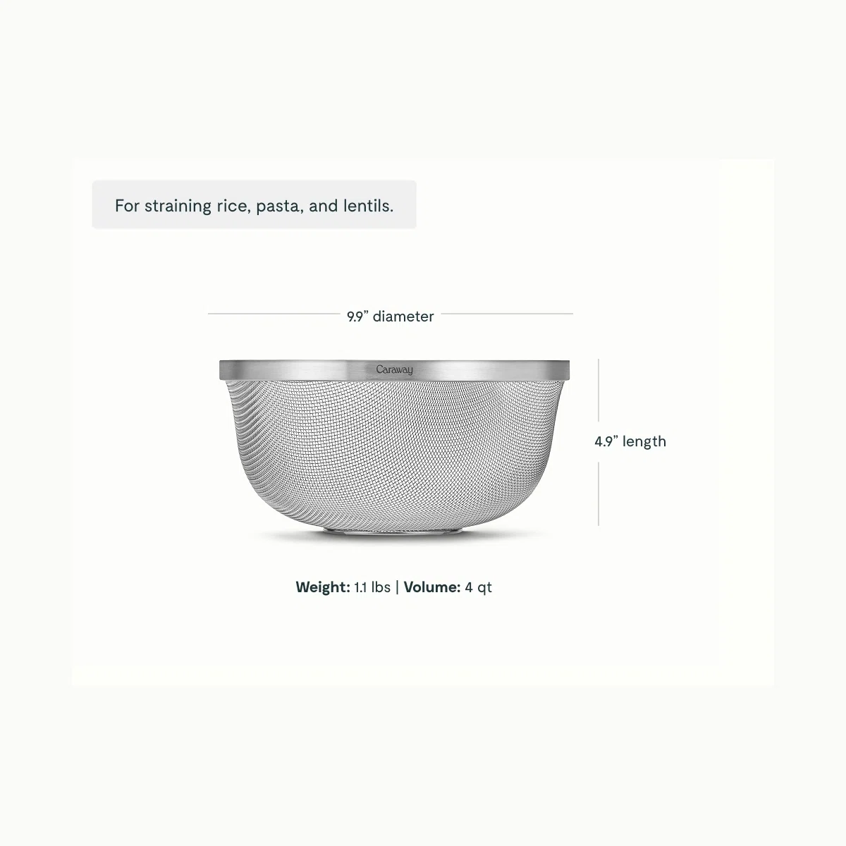 caraway-medium-stainless-steel-strainer-4qt-versatile-non-toxic-stackable image 1