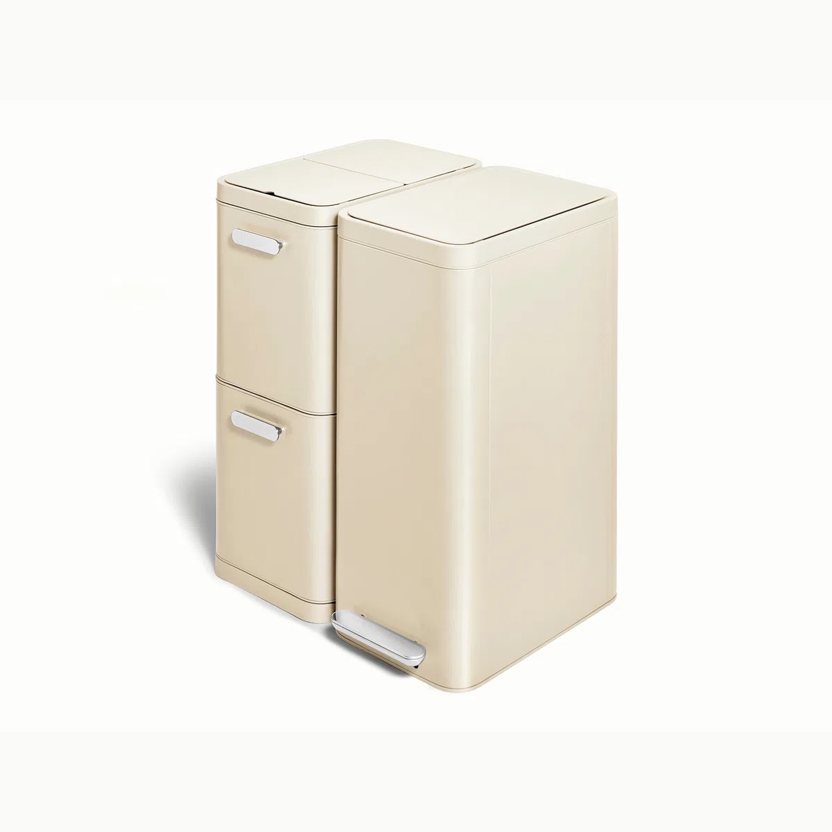 caraway-trash-recycling-duo-slim-stainless-steel-kitchen-bins-fingerprint-resist image 1