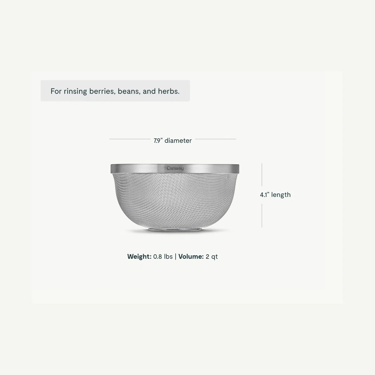 caraway-small-stainless-steel-strainer-2qt-compact-non-toxic-stackable image 1
