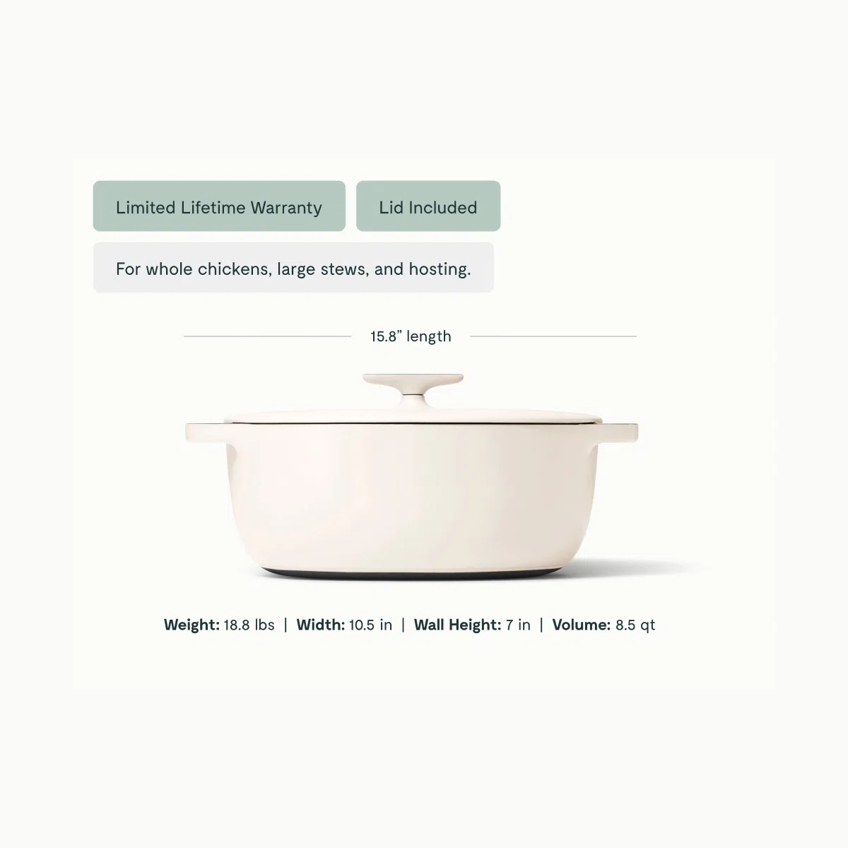 caraway-8-5-qt-enameled-cast-iron-oval-dutch-oven-large-capacity-non-toxic-lifet image 3