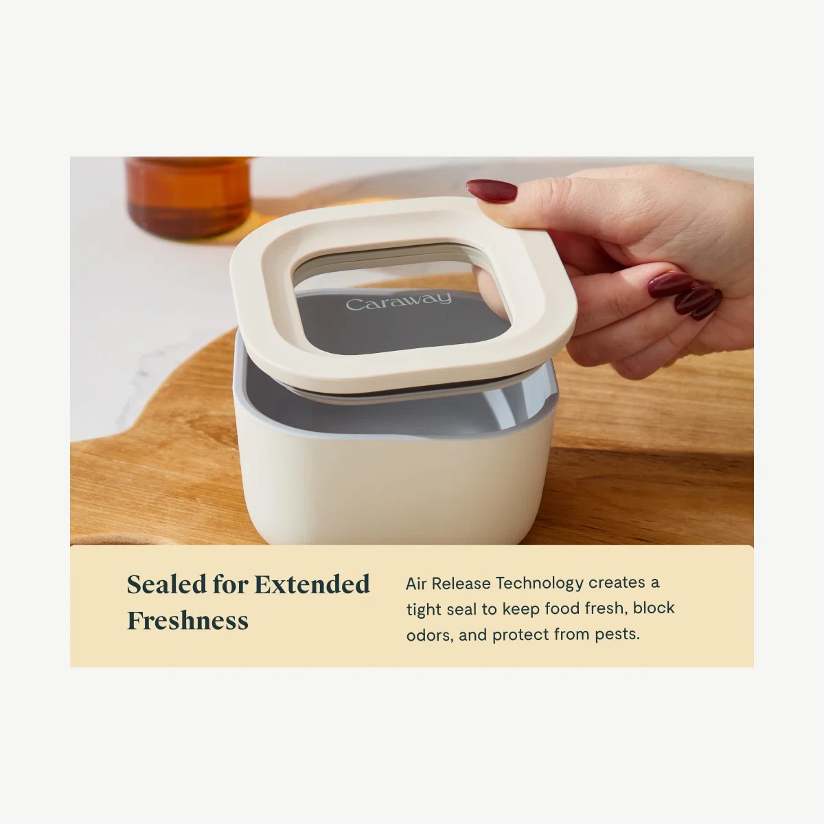 caraway-mini-square-glass-food-storage-container-1-75-cup-non-toxic-ceramic-coat image 4