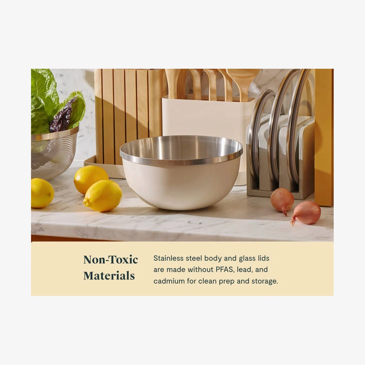 caraway-9-piece-mixing-bowl-strainer-set-non-toxic-stainless-steel-with-glass-li image 4
