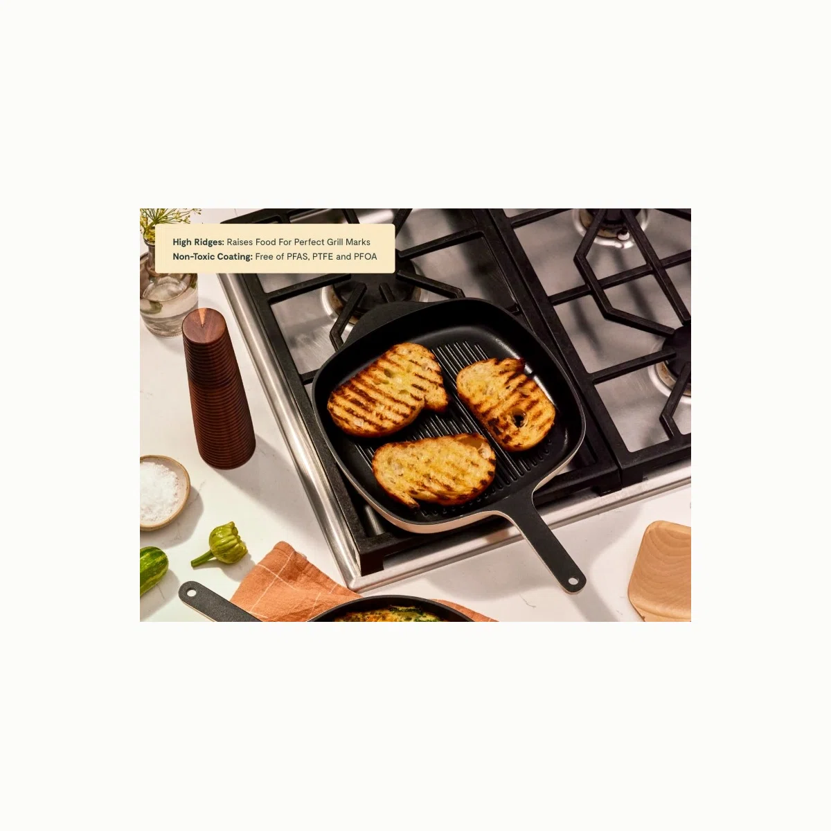 caraway-10-5-enameled-cast-iron-grill-pan-non-toxic-3-layer-enamel-coating-oven- image 4
