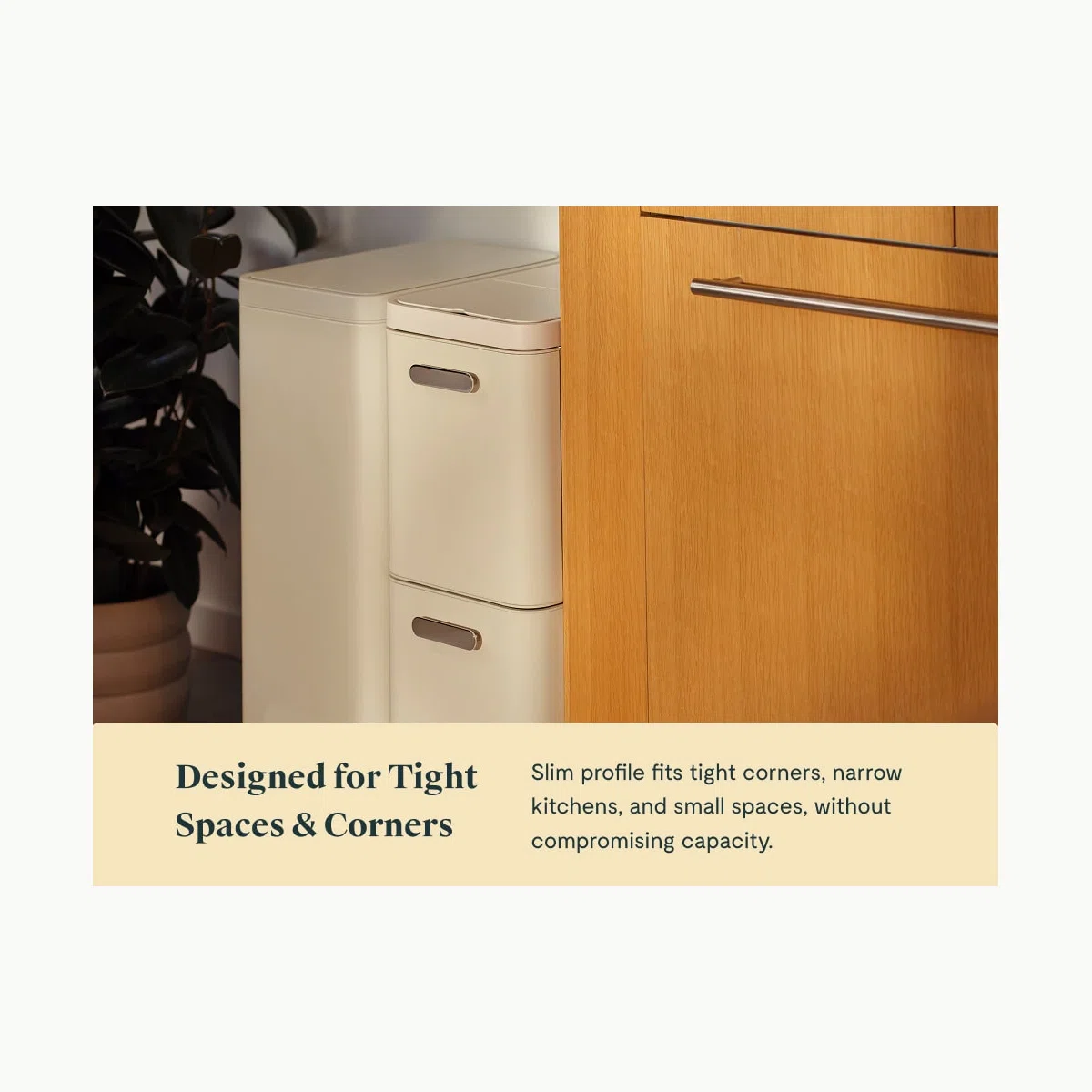 caraway-trash-recycling-duo-slim-stainless-steel-kitchen-bins-fingerprint-resist image 5