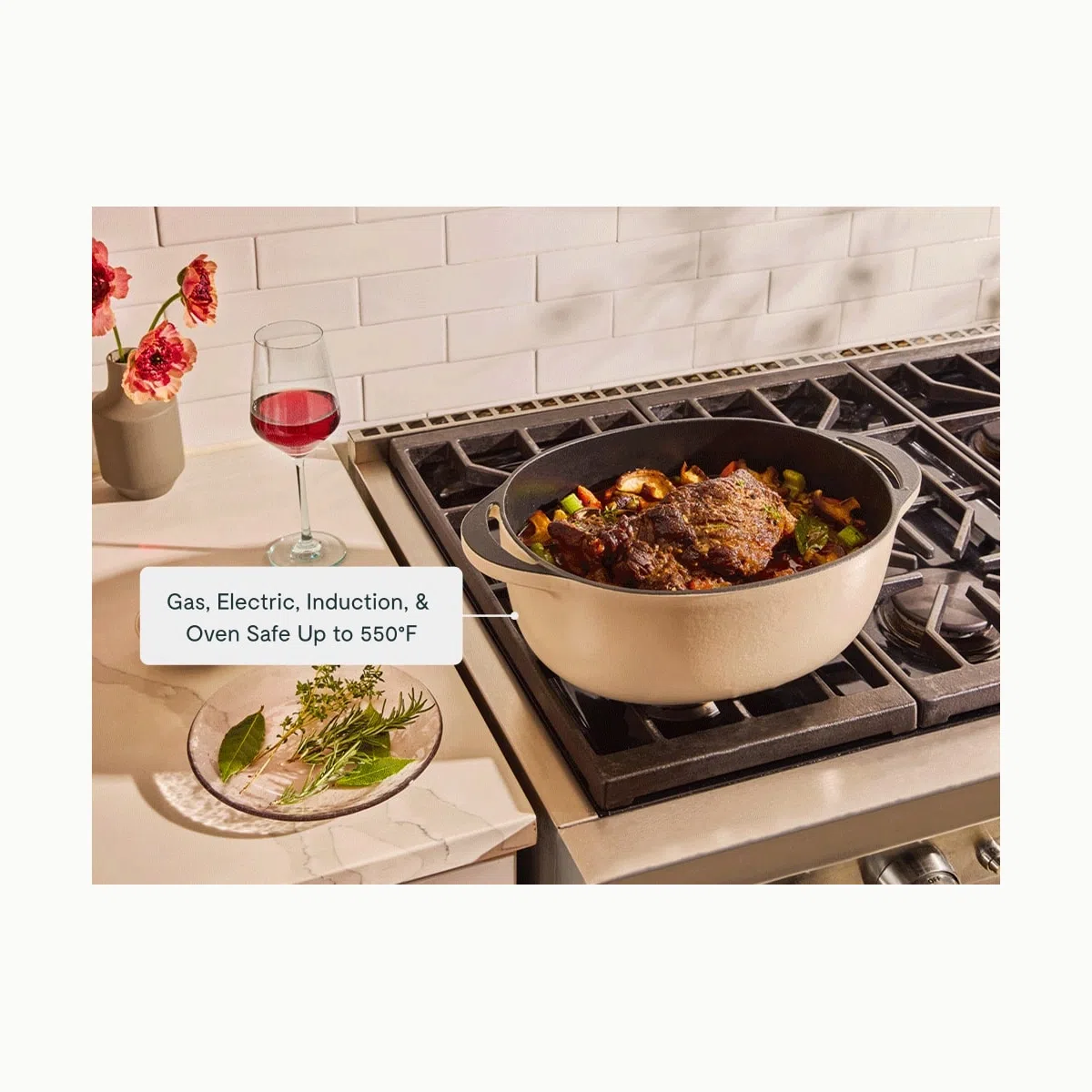 caraway-8-5-qt-enameled-cast-iron-oval-dutch-oven-large-capacity-non-toxic-lifet image 5