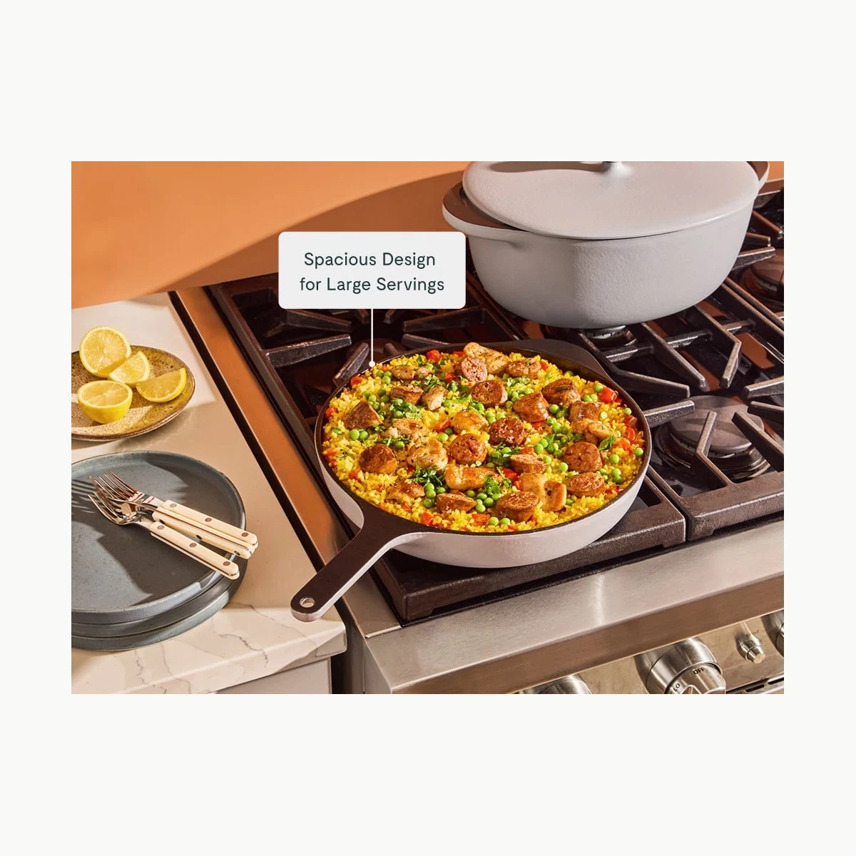 caraway-large-enameled-cast-iron-duo-12-skillet-8-5qt-oval-dutch-oven-non-toxic- image 5