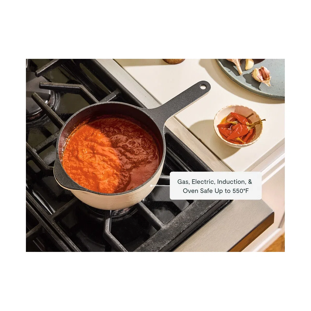 caraway-1-8-qt-enameled-cast-iron-mini-sauce-pan-non-toxic-even-heat-all-stoveto image 6