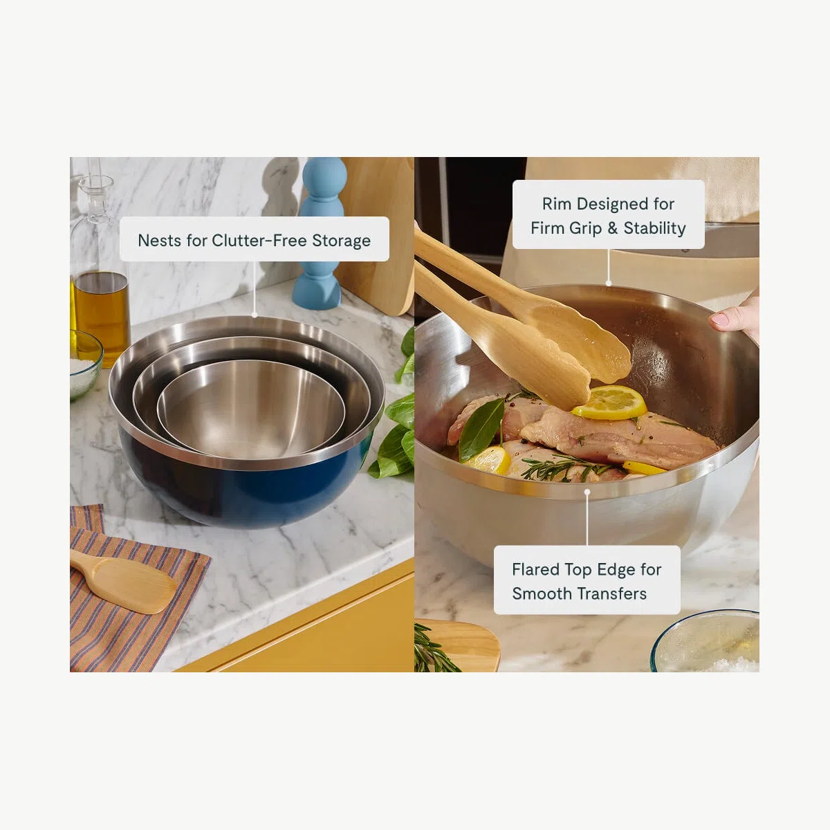 caraway-9-piece-mixing-bowl-strainer-set-non-toxic-stainless-steel-with-glass-li image 6